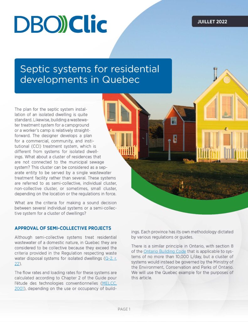 Septic systems for residential developments in Quebec - DBO))Clic 1